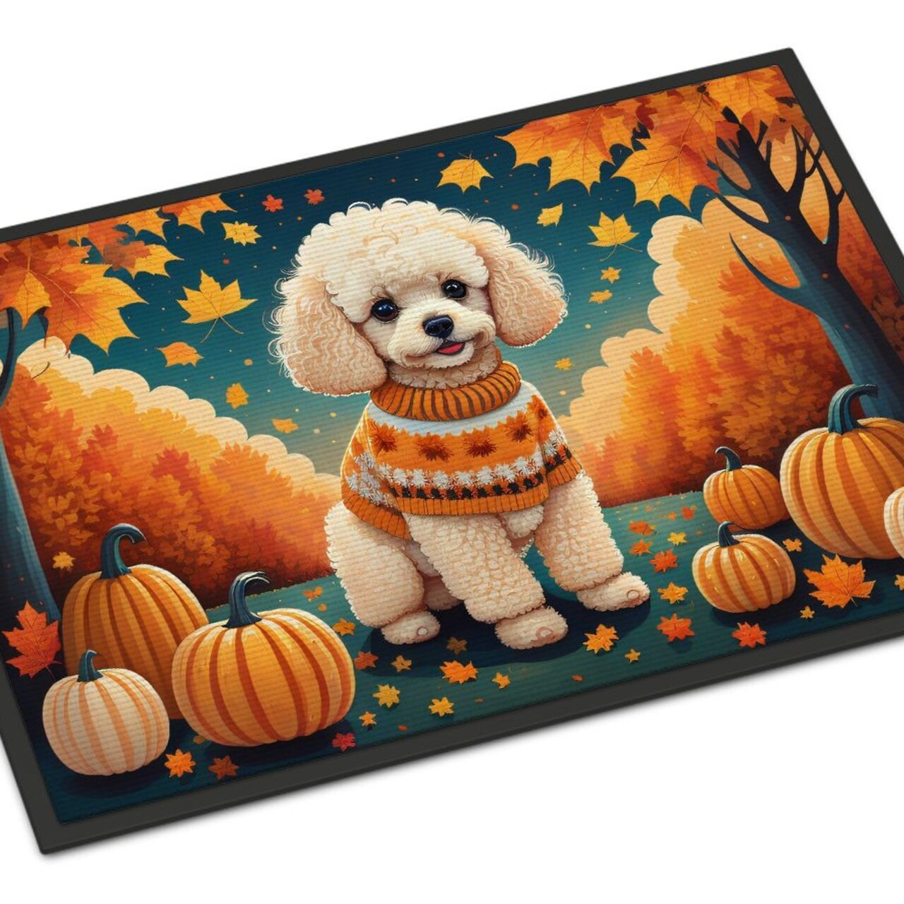 Edge Collections - 24" x 36" - Multicolor - Poodle Fall Doormat Indoor Outdoor Rug - 1 Piece